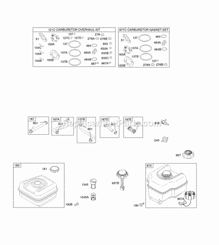 Fuel Supply Diagram and Parts List for 122332-4115-B8  Briggs and Stratton Engine
